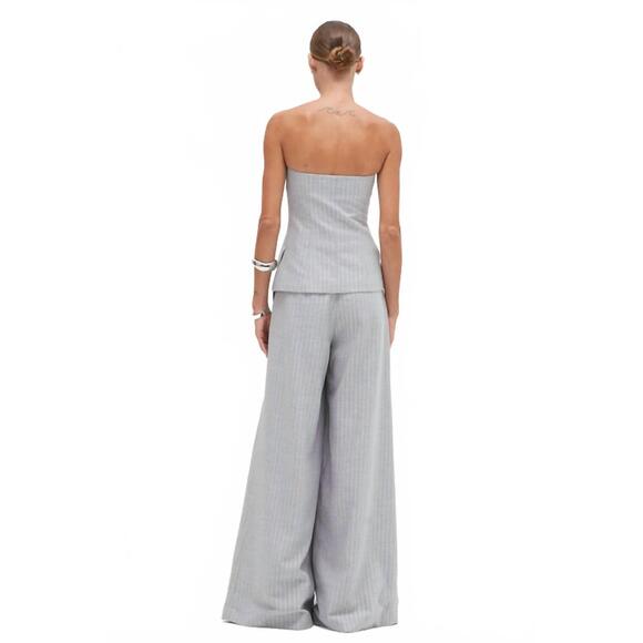 NEW PATBO metallic pinstripe pant in grey multi - Picture 3 of 3